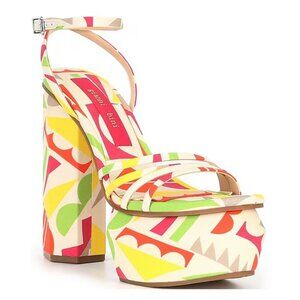 NEW Gianni Bini Parrish Geo Print Strappy Platform Sandals
